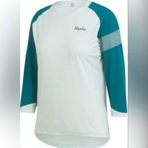 Rapha Women’s XL Trail 3/4 Sleeve Mountain Bike Jersey Blue Green Cycling Top